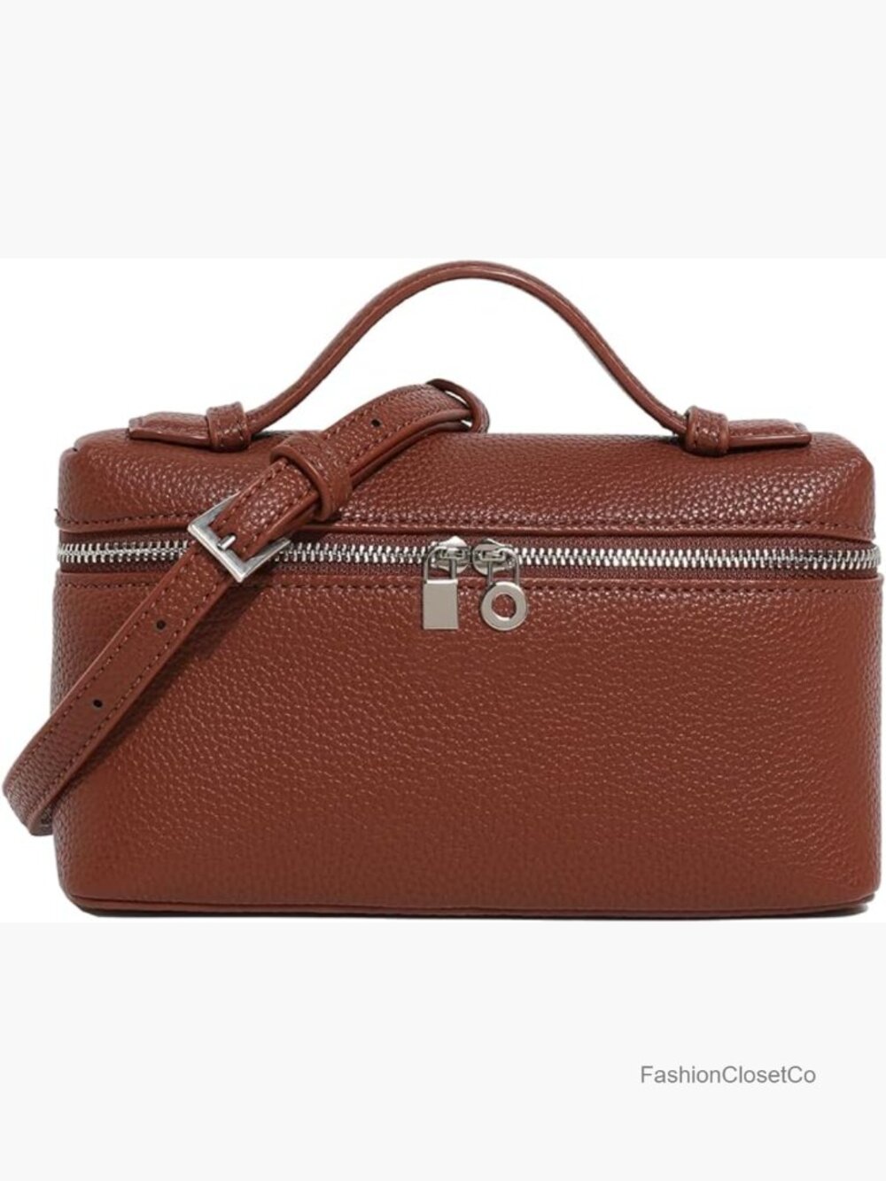 Faux Leather Crossbody Bag with Top Handle and Shoulder Strap